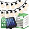 LUMILED Solarna vrtna svetilka LED svetlobna veriga 16,70m GIRLANDA GLADI 2 s 50x LED dekorativne kroglice 3000K Toplo bela