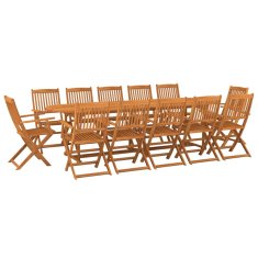 Vidaxl Vrtna jedilna garnitura 13-delna 280x90x75cm trden akacijev les
