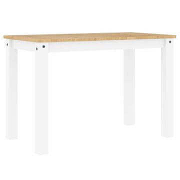 Vidaxl Jedilna miza PANAMA bela 112x60x75 cm trdna borovina