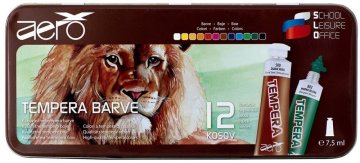 VSE ZA ŠOLO Barvice tempera 7ml 1/12 kovinska embalaža lev