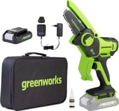 Greenworks G24MCS10K2 akumulatorska verižna žaga za obrezovanje, 24 V