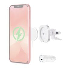 Držalo ER POWER CAR VENT MOUNT za polnilnik MagSafe + 20W avtomobilski polnilnik - belo