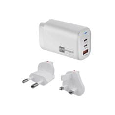 ER POWER 65W GaN napajalnik 2xUSB-C PD/USB-A bela