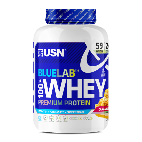USN BlueLab 100 % sirotkine beljakovine Premium 2000 g karamelni popcorn