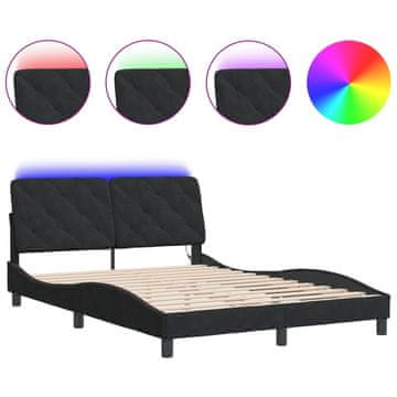 Vidaxl Posteljni okvir z LED brez vzmetnice črn 120x200 cm žamet