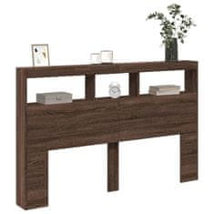 Vidaxl Omarica za vzglavje postelje LED rjavi hrast 160x17x102 cm