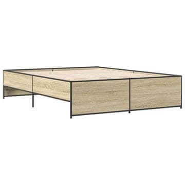 Vidaxl Posteljni okvir sonoma hrast 150x200 cm inž. les in kovina