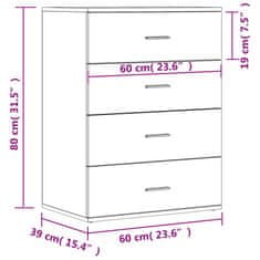 Vidaxl Komoda 2 kosa dimljeni hrast 60x39x80 cm inženirski les