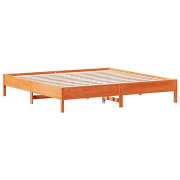 Vidaxl Posteljni okvir brez vzmetnice vošč. rjava 200x200 cm borovina