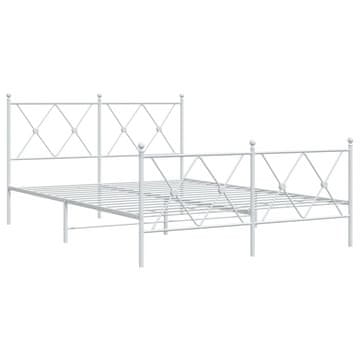 Vidaxl Kovinski posteljni okvir z vzglavjem in vznožjem bel 140x190 cm