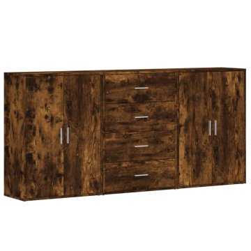 Vidaxl Komoda 3 kosi dimljeni hrast 60x31x84 cm inženirski les