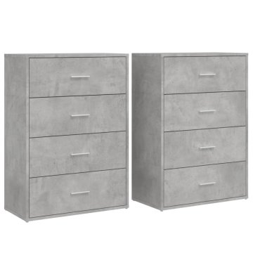 Vidaxl Komoda 2 kosa betonsko siva 60x31x84 cm inženirski les