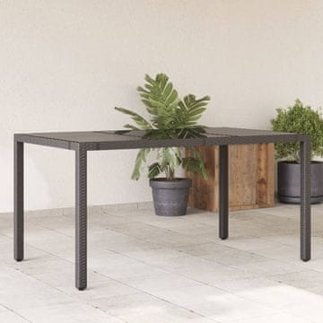 Vidaxl vidaXL Vrtna miza s stekleno ploščo črna 150x90x75 cm PE ratan