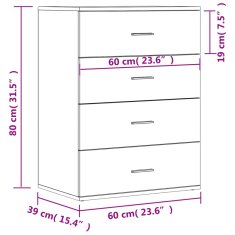 Vidaxl Komoda dimljeni hrast 60x39x80 cm inženirski les