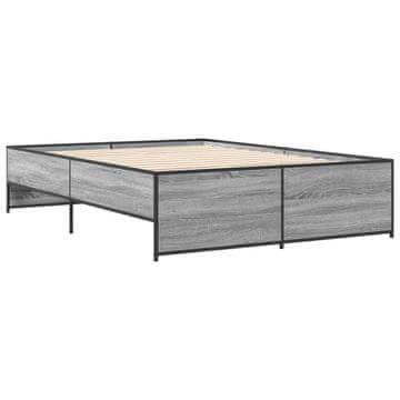 Vidaxl Posteljni okvir siva sonoma 120x190 cm inženirski les in kovina