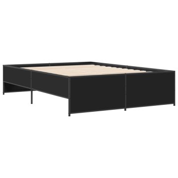Vidaxl Posteljni okvir črn 120x200 cm inženirski les in kovina