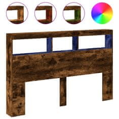 Vidaxl Omarica za vzglavje postelje LED dimljeni hrast 160x17x102 cm