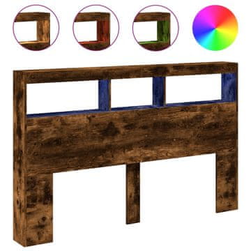 Vidaxl Omarica za vzglavje postelje LED dimljeni hrast 160x17x102 cm