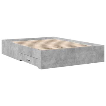 Vidaxl Posteljni okvir s predali betonsko siv 120x190cm inženirski les