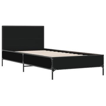 Vidaxl Posteljni okvir črn 90x190 cm inženirski les in kovina