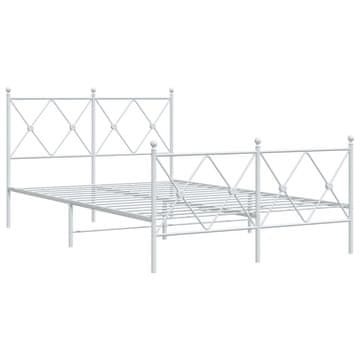 Vidaxl Kovinski posteljni okvir z vzglavjem in vznožjem bel 120x190 cm