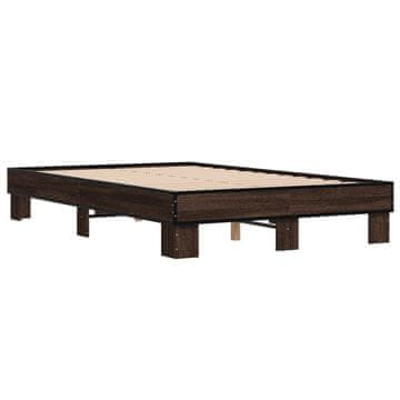 Vidaxl Posteljni okvir rjav hrast 140x190 cm inženirski les in kovina