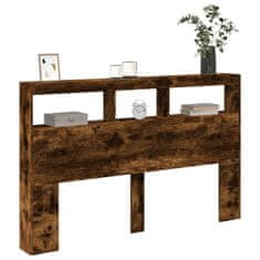 Vidaxl Omarica za vzglavje postelje LED dimljeni hrast 160x17x102 cm