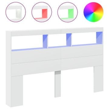 Vidaxl Omarica za vzglavje postelje LED bela 160x17x102 cm