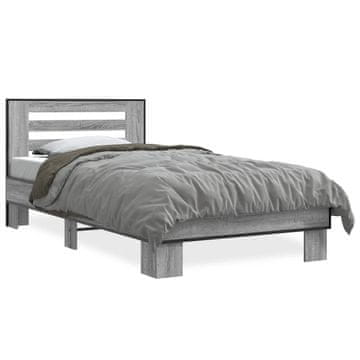 shumee vidaXL Posteljni okvir, siv hrast sonoma, 100x200 cm, material na osnovi lesa
