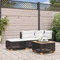 Vidaxl Vrtni stolček z blazino črn 63,5x56x32 cm poli ratan