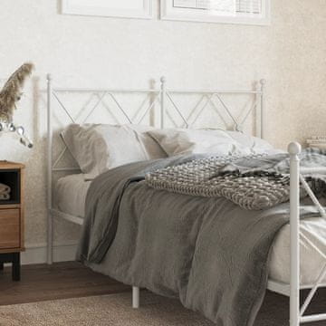 Vidaxl vidaXL Kovinsko vzglavje postelje belo 120 cm