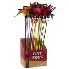 Magic cat Displej Hračka MAGIC CAT šidítko s pírky a rolničkou 17 cm + 49 cm 24 ks
