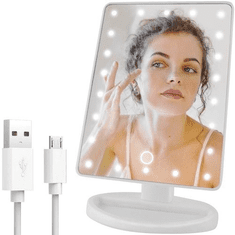 KEDO Ogledalo kozmetično, LED, vrtljivo, nagib, USB