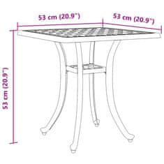 Vidaxl Vrtna miza črna 53x53x53 cm liti aluminij