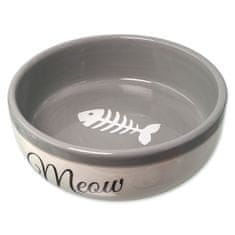 Magic cat Miska MAGIC CAT keramická bílá/šedá Meow 13,4 x 4 cm 170 ml
