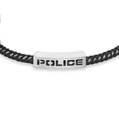 Police Elegantna moška črna usnjena zapestnica Assault PEAGB0034902