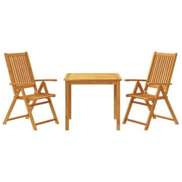 Vidaxl Vrtna jedilna garnitura 3-delna 85x85x74 cm trden akacijev les