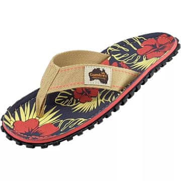 GUMBIES Japanke bež Islander Denim Hibiscus
