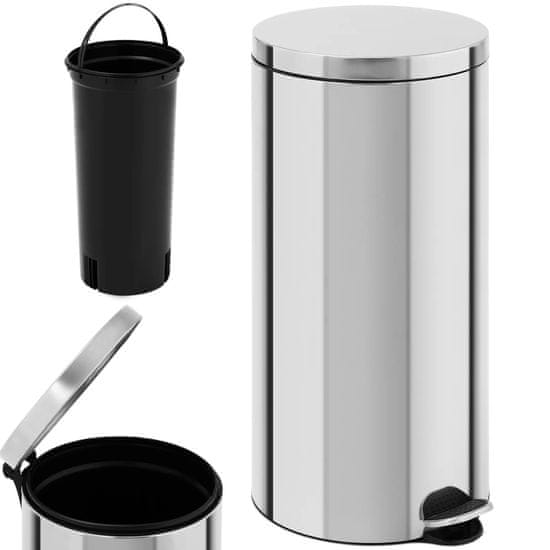 shumee Jeklen koš za smeti s pedalom, 30 l