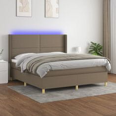 Vidaxl Box spring postelja z vzmetnico LED taupe 180x200 cm blago