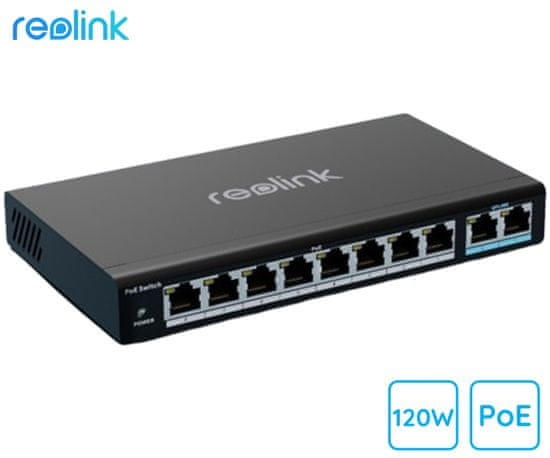 Reolink RLA-PS1 PoE switch / stikalo, 120W, do 8 kamer, 4KV, Plug & Play