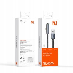 Mcdodo MCDODO KOTNI USB STRELA PLOŠČATI KABEL 36W ZA IPHONE 12 13 14 ČRNA 1M