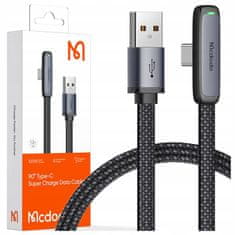Mcdodo MCDODO KOTNI USB-C KABEL ZA HITRO POLNJENJE USB TIPA C 6A 100W ČRN 2M