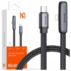 Mcdodo MCDODO KOTNI KABEL USB-C LIGHTNING FLAT 36W ZA IPHONE 12 13 14 BLACK 1M