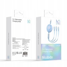 Mcdodo MCDODO 3V1 IZVLEČNI KABEL USB HITRO POLNJENJE USB-C STRELA MIKRO 66W