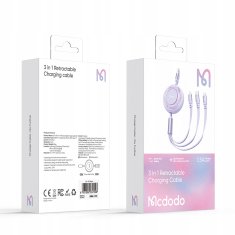 Mcdodo MCDODO 3V1 IZVLEČNI KABEL USB HITRO POLNJENJE USB-C STRELA MIKRO 66W
