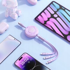 Mcdodo MCDODO 3V1 IZVLEČNI KABEL USB HITRO POLNJENJE USB-C STRELA MIKRO 66W