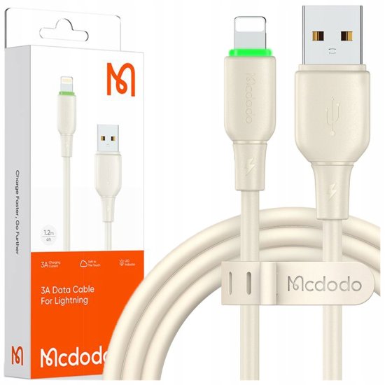 Mcdodo MCDODO POLNILEC USB STRELA HITRO POLNJENJE KABEL ZA IPHONE 1M VODIL BEŽ