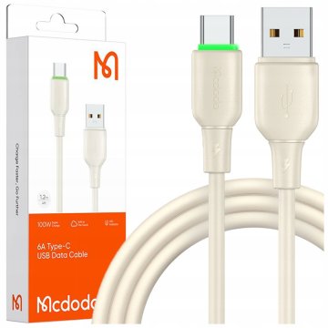 Mcdodo MCDODO USB-C HITRI POLNILNI KABEL ZA SAMSUNG XIAOMI TIPA C 6A 100W 1M VODIL BEŽ