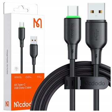 Mcdodo MCDODO USB-C HITRI POLNILNI KABEL ZA SAMSUNG XIAOMI TIPA C 6A 100W 1M VODIL ČRNO